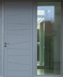 Modern door with acid etched sidelites