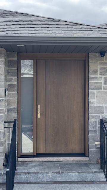 Arched front door with frosted sidelites Front Door Etobicoke