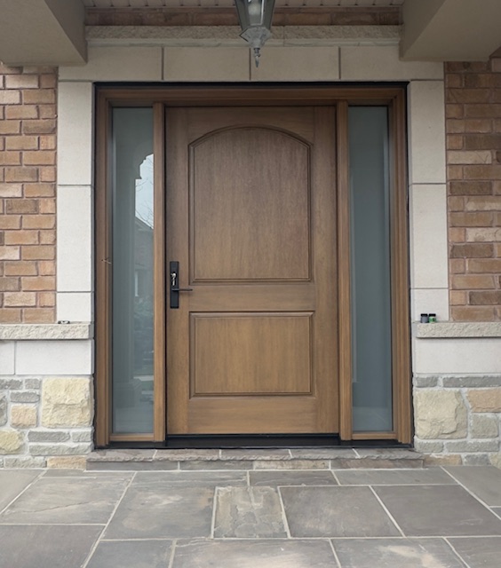 Arched front door with frosted sidelites front door replacement