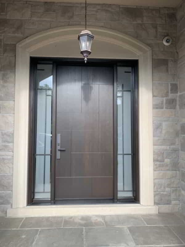 Modern fiberglass entry door for luxury home in King City