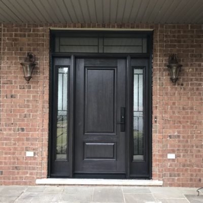 Elegant wood-grain fiberglass entry door Thornhill Vaughan area